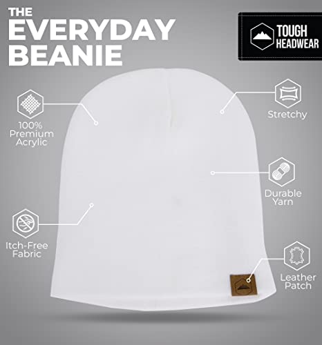 Knit Beanie Winter Hats For Men And Women - Toboggan Cap For Cold Weather - Warm, Soft & Stretchy Daily Ribbed Acrylic Stocking Hat - Lightweight & Stylish Ski, Skate & Snow Caps White #TOP2