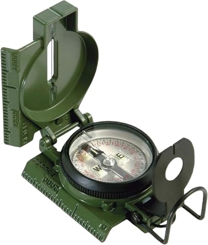 VETERIS US Military Style Phosphorescent Waterproof Lensatic Compass Accurate Hand Held Compasses with Pouch for Hiking Camping Navigation Survival Backpacking Orienteering