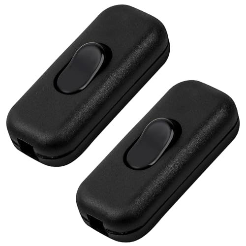 2 Stück Schnurschalter,Schnurschalter 2 Polig,lampenschalter,Zwischenschalter,Kabelschalter,schalter lampe,kabelschalter,6A 250V,für 2-3 Adrige Zuleitungen,für Lampen,Kleingeräte (Schwarz)