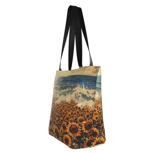 sunflowers sea Print Comfortable Shoulder Bag Summer HandbagTravel Beach Work Daily Use Versatile Carry4