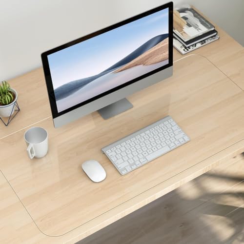 Yanen Schreibtischunterlage Transparent 80x40cm - PVC Tischmatte Rutschfest Wasserdicht