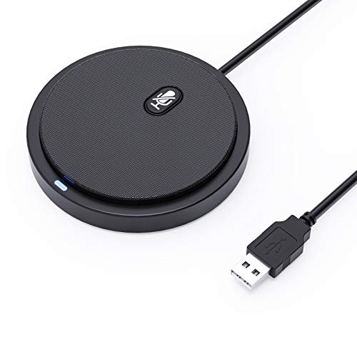 Ankuka USB Conference Microphone for Computer, 2021 Upgraded 360° Omnidirectional Condenser PC Microphones with Mute Key, Great Ideal for Conference, Meeting, Gaming, VoIP Calls, Skype