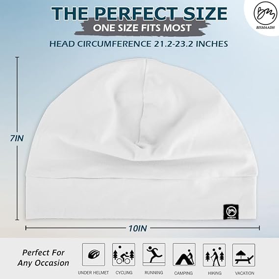 Image of Cooling Cotton Skull Caps for Men Women, Lightweight Beanie Sleep Hats Breathable Helmet Liner