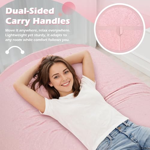 Image of 4FT Bean Bag Chair 4'Big Bean Bag Chairs with Adults, Large Beanbag Chair | Bean bag Lounger with Machine Washable Cover Luxurious Velvet Fabric, Comfy Chairs for Living Room, Bedroom, Dorm, Pink