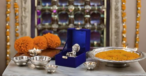 Image of Lavanaya Silver Presents - Silver Plated Laddu Gopal /Bal Gopal God Idol Statue - Perfect for Marriage Anniversary, Wedding, Housewarming, and Birthday Gifting with Premium Gift Box