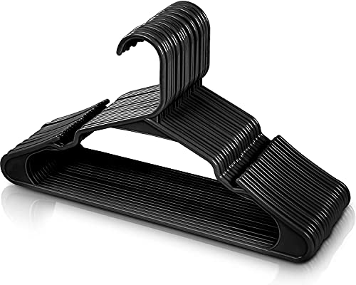 Image of PROTOWARE 48 Pieces Clothe Hangers for Wardrobe - Space Saving Cupboard Storage Organizer - Plastic Hanger Set for Saree, Shirt, Dress (Black)