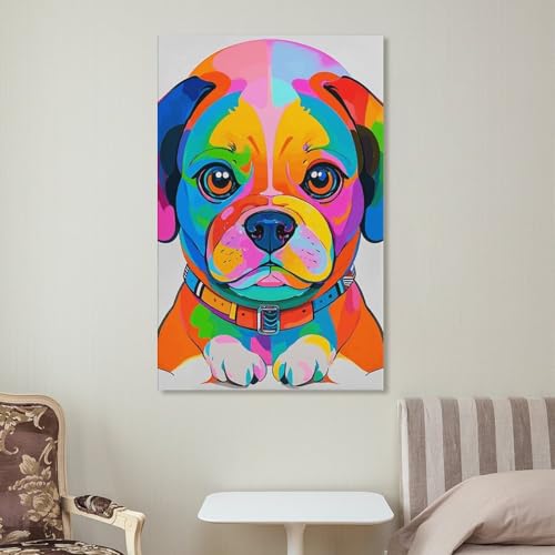Toile murale moderne colorée de chiens BVNMT pour salon - 7