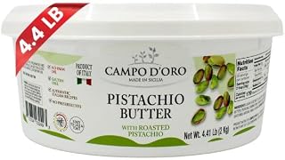 CAMPO D'ORO - Pistachio Butter Cream Bulk, 4.4 lb (2 kg), Rich & Nutty for Ice Cream, Dubai Pistachio Chocolate Bars, and More, Bulk Dessert Filling, Product of Sicily
