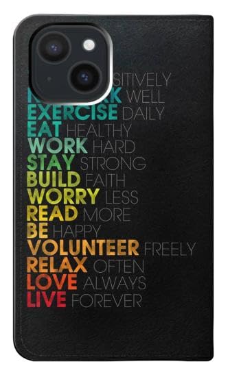 Housse cuir iPhone 15 Think Positive avec support vidéo intégré