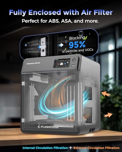 FLASHFORGE AD5M Pro 3D Printer, CoreXY 600 mm/s Printing Speed, 0.4 & 0.6mm 3s Quick-Swap 280°C Nozzles, 1-Click Auto Leveling, Fully Enclosed, 220×220×220mm Build Volume