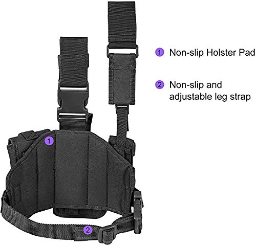 Fondina Drop Leg Per Beretta Fondina Tattica Per Coscia Con Portacariche – Per Pistola Beretta 9mm, Destrorsa, Materiale Nylon Resistente Fondina Per Pistola Beretta - 4