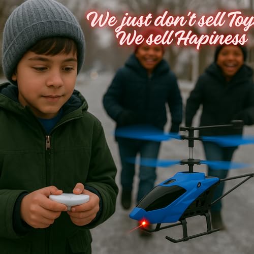 Image of KIDZYMON RC Helicopter with Hand Gravity Sensor, Flying Remote Control Helicopter Toy, Chargeble, 3D Light & Safety Sensor for Kids Age 4+ Years I Pack of 1 (Blue Colour Heli)