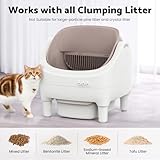 MoraRise Open-Top Self Cleaning Cat Litter Tray, Automatic Cat Litter Box with APP Control with Safety Protection - Odor-Free Waste Disposal Includes Trash Bags, Mat and Brush (White) - Image 5
