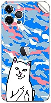 GADGETS WRAP Printed Skin Sticker for Apple iPhone 12 Pro Max - Ripndip Middle Finger cat Pink Blue Camouflage