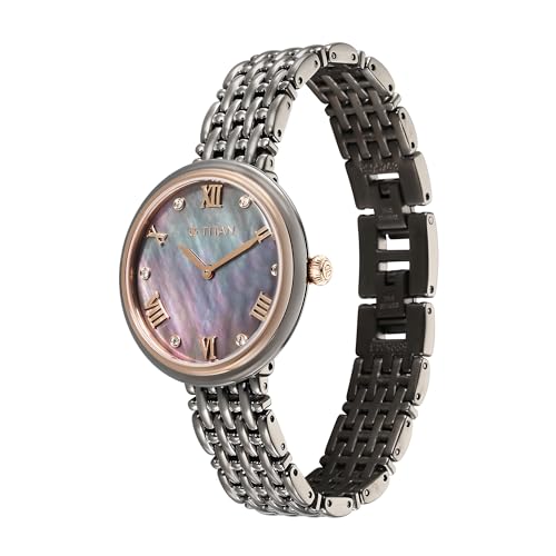 Image of Titan Aura Quartz Analog Titanium Mother of Pearl Dial Titanium Stainless Steel Strap Watch for Women-95243KM01