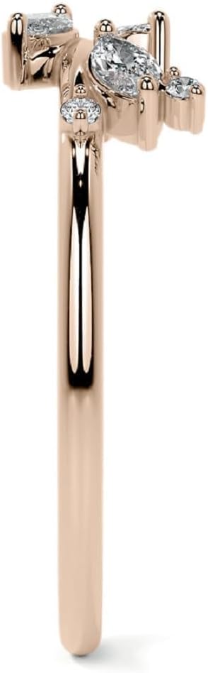 0.15 TCW Marquise & Round Cut Moissanite Matching Comfort Fit Bands Colorless Engagement Wedding Band Solitaire Diamond Moissanite Perfect Band for Her