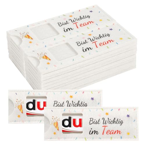 Du Bist Wichtig Im Team 20 Stück Weiß Hülle Filz Filzhülle Hülle Filz Dankeschön Geschenk für Kollegen Mitarbeiter