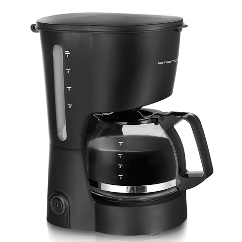 Emerio Cafetera de filtro pequeña, jarra de cristal de 0,6 l para hasta 5 tazas de café fresco, filtro permanente extraíble, función antigoteo, 40 minutos de apagado automático, 600 W