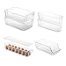 Set Of 6 Refrigerator Organizer Bins - Stackable Fridge Organizers for Freezer, Kitchen, Countertops, Cabinets - Clear Plastic Pantry Storage Racks