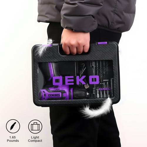 Cordless Drill：DEKOPRO 12V Power Drill Set 800RPM Electric Drills Small Drills with 3/8-inch Keyless Chuck and Portable Tool Set Gift Box (Purple) by DEKOPRO - Image 9
