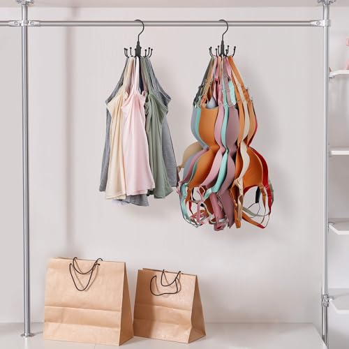 ZEDODIER Tank Top Hanger, Rotatable Bra Organzier for Closet, Max 24 Storage Capacity Sport Bra Holder, Metal Space Saving Closet Organizers and Storage - Image 7
