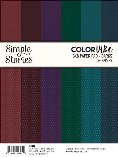 Papier de création Color Vibe Darks Simple Stories haut de gamme pour projets d'art