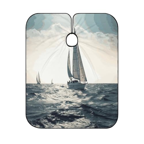 Capa de barbero para corte de cabello Ocean Sailing ajustable miniatura 6