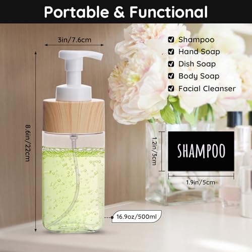 Image of Segbeauty Foaming Soap Dispenser Pump Bottles, 2 Pack of 16.9oz Refillable Plastic Container for Liquid Soap, 500ml Clear Press Foam Hand Soap Dispenser for Modern Bathroom Kitchen Farmhouse Decor