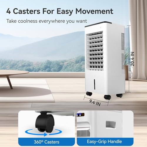 موديلات رائعة من مكيف الهواء المنزلي المحمول 3 في 1 مع 4 عبوات ثلج وتذبذب 120° ومؤقت 12 ساعة و3 سرعات وجهاز تحكم عن بعد ومروحة تبريد لغرفة النوم والمكتب.