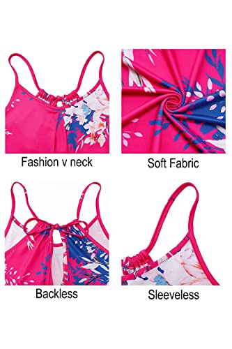 Ultranice Women's 2023 Spring Summer Casual Vacation Hawaiian Beach Dresses Cover Up V Neck Floral Backless Mini Sun Dress(Floral E,M) #TOP4