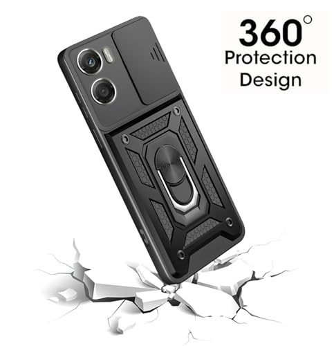 Image of Tough Armor Bumper Back Cover Case for Motorola Moto G06 Power | Sliding Camera Cover, Kickstand & Ring Holder 360 Degree Protection Back Cover Case for Motorola Moto G06 Power - Black