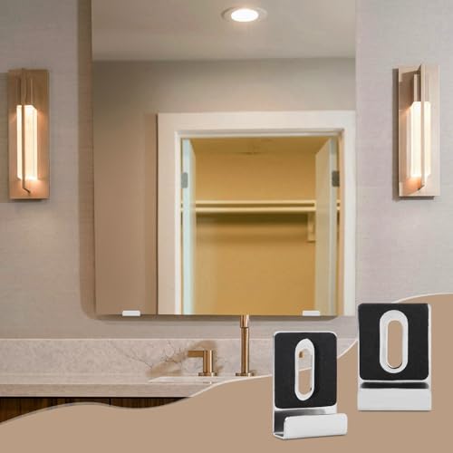Image of 8 Pcs Metal Mirror Holders, Mirror Clips with Screws, Rubber Pads Mirror Hooks, Heavy Duty Stainless Steel Mirror Hangers Hardware for Frameless Mounting Wall Tile Billboard Display (Silver)