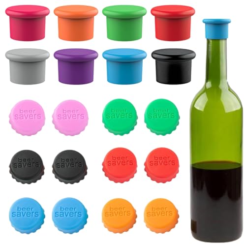 CATOR Lot de 20 Bouchons à Vin Silicone, bouchon bouteille vin, bouchon bouteille, bouchon silicone, Bouchon de Bouteille Rond, Capsules de Bière/Beer
