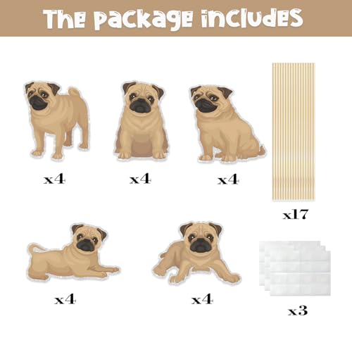 Image of Dog Centerpiece Sticks,Puppy Table Toppers,Puppy Pet Theme Baby Shower Birthday Party Decorations,Pug Adoption Pet Birthday Party Decoration Supplies. Set of 15