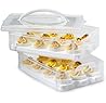 Snapware (2-Layer, 24 Eggs) Plastic Detachable Deviled Egg Carrier Storage Container With Lid and Handle, Freezer Dishwasher Microwave Safe