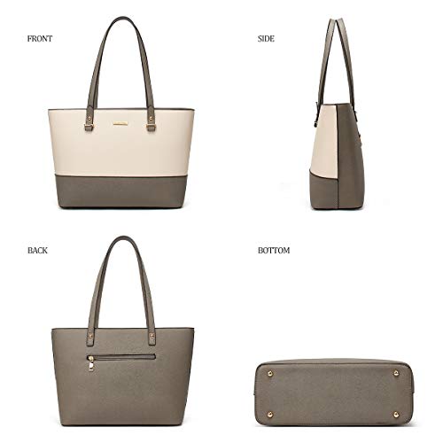 Lovematch Damen Lha088c Damenhandtasche, Beige und Grau