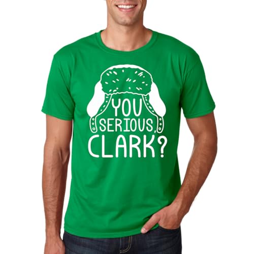 CBTwear You Serious Clark? Hat - Christmas Holiday - Merry Xmas Family Vacation - Men's T-Shirt (Kelly Green, Large)