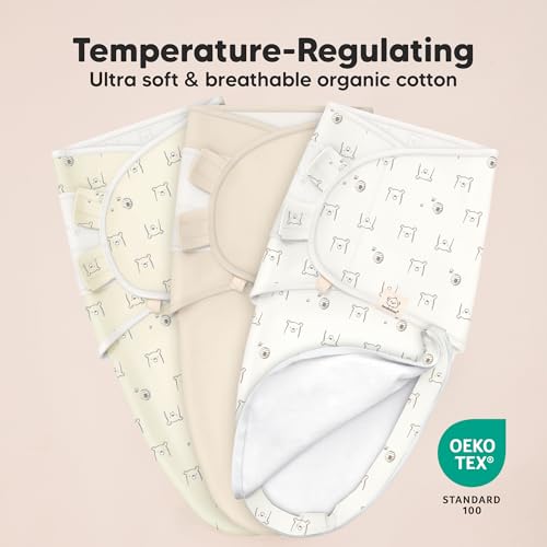 Image of Baby Swaddle Sleep Sacks with Zipper - 3-Pack Swaddles for Newborns 0-3 Months, Infant, Baby Girls, Boys, Soft & Durable Newborn Sleep Sack, Easy Diaper Change Swaddling Blanket (Bumble Bear, OS)