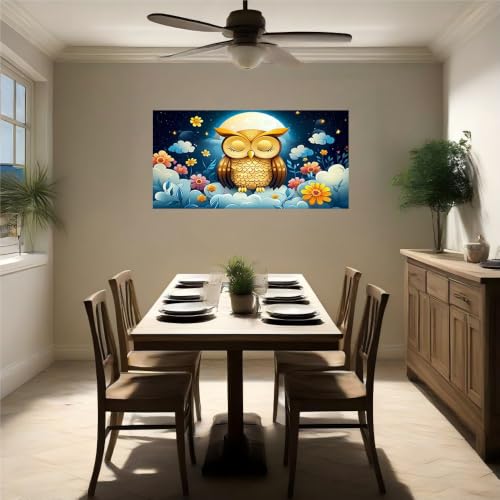 Adhesivo decorativo de pared autoadhesivo con margaritas y búhos 120x80 cm en vinilo resistente 5