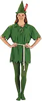 Fantasia adulta de Peter Pan, túnica de elfo verde com chapéu fino e cinto de corda, fantasia de Halloween para casais