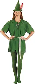 Fantasia adulta de Peter Pan, túnica de elfo verde com chapéu fino e cinto de corda, fantasia de Halloween para casais