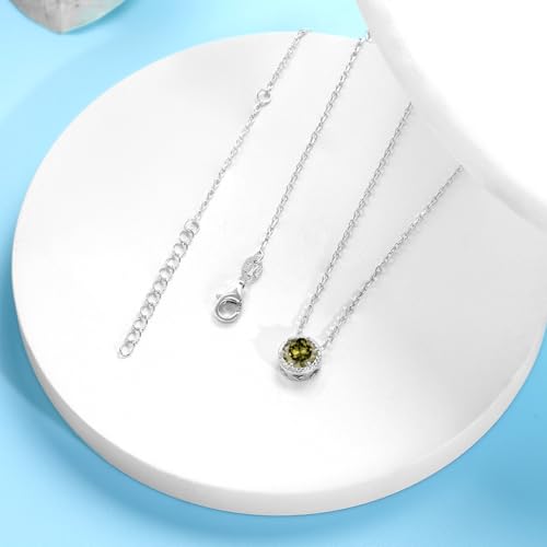 Presentski Sterling Silver Dainty Birthstone Pendant Necklace S925 White Gold Tiny Solitaire CZ Pendant Birthday Gift for Women4