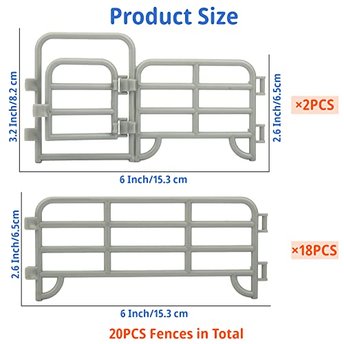 image for TOYMANY 20PCS Corral Fencing Panel Accessories Playset Includes 2 Gate