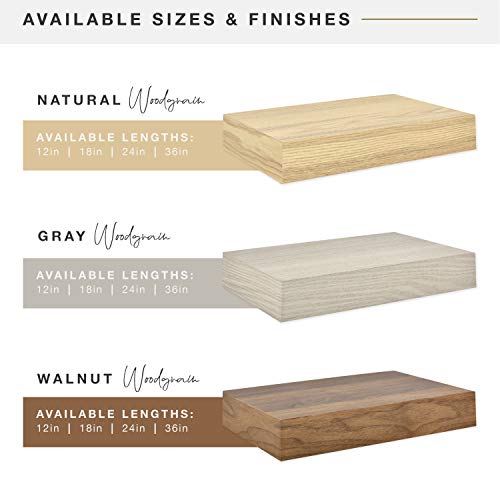 Image of MCS Gray Woodgrain Floating Shelf, 36 Inch x 8 Inch, 36 x 8,Grey