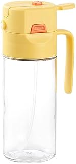 Mauedest Botella de aceite para cocinar, pulverizador y vertedor de de vidrio, ideal para asar, hornear y aderezar ensaladas, color amarillo