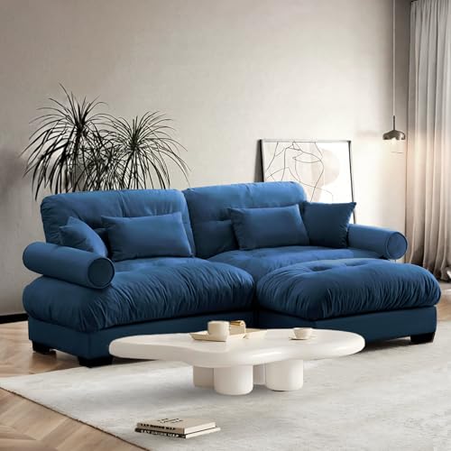 Image of SoarFlash L Shaped Couches for Living Room, Small Sectional Sofa Set with Reversible Chaise, Modern Designed Sleeper Sofas and Modular Couch Function, Suitable for Small Spaces in Apartment, Blue