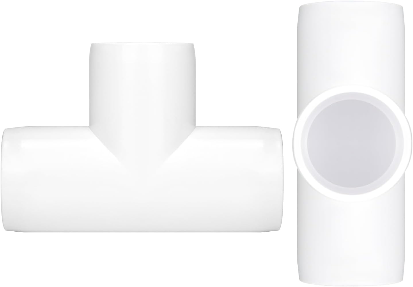 QWORK 1" 3 Way Tee PVC Fittings, 8 Pack Furniture Grade Pipe Elbow Connector for Build Furniture DIY Garden Shelf