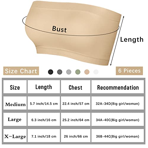 Uratot 6 Pieces Strapless Bandeau Bra Women's Seamless Bralettes Stretchy Non-Padded Bandeau Tube Top Bra In Multicolor #TOP1