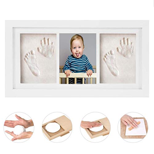 Cadeau Naissance Et Bapteme Kit D Empreintes Pieds Et Mains De Bebe Pour Fille Et Garcon Blanc Grand Cadre Photo Click Clay Cadres Photos Cadeaux De Naissance Et Souvenirs