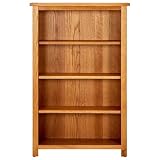 RCODSSK 4-Tier Bookcase 27.6"x8.7"x43.3" Solid Oak Wood Rustic Bookshelf for Study, Living Room, Displaying Books and Decor
